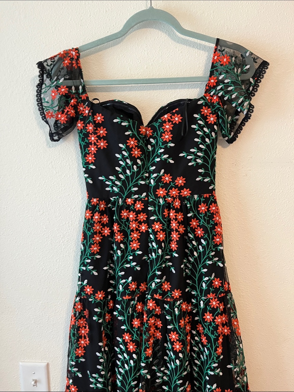 River Embroidered Off the Shoulder Midi Dress - Picture 6 of 11